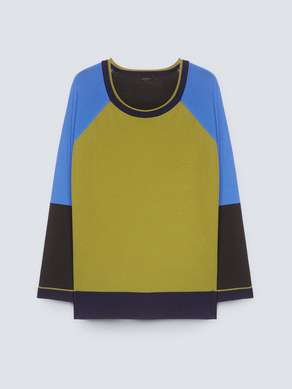 Colour block sweater with round neck