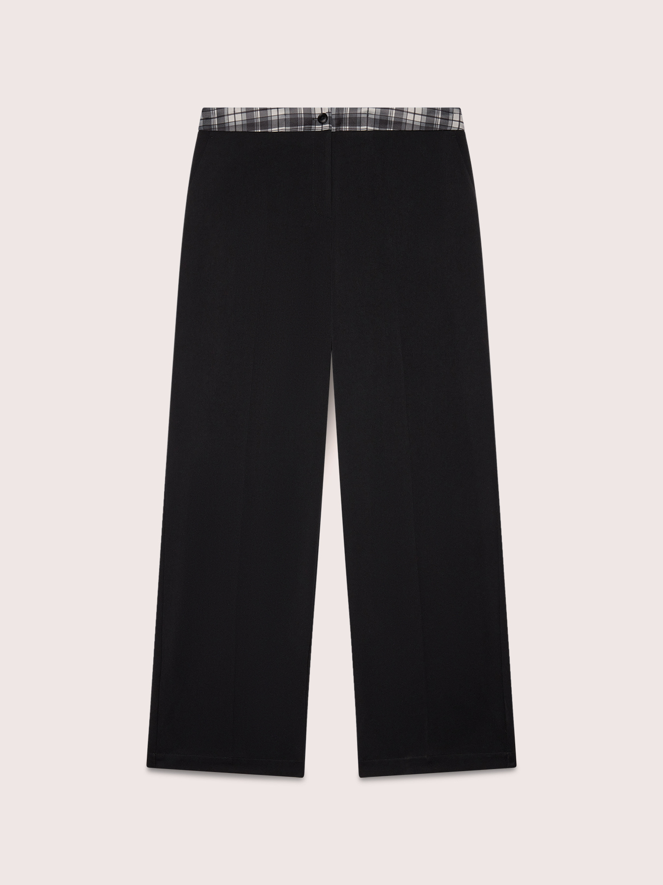 Wilde Leg Hose mit Karoband image number 4