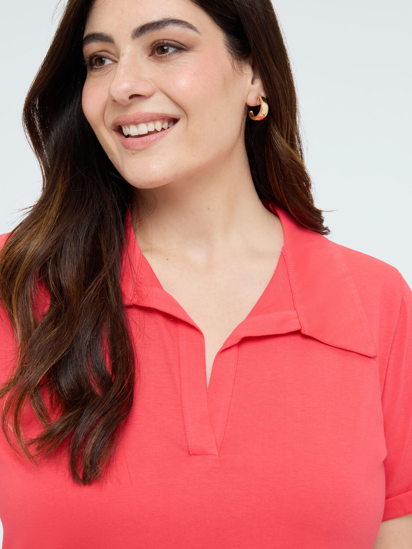Cotton t-shirt with polo collar image number 3