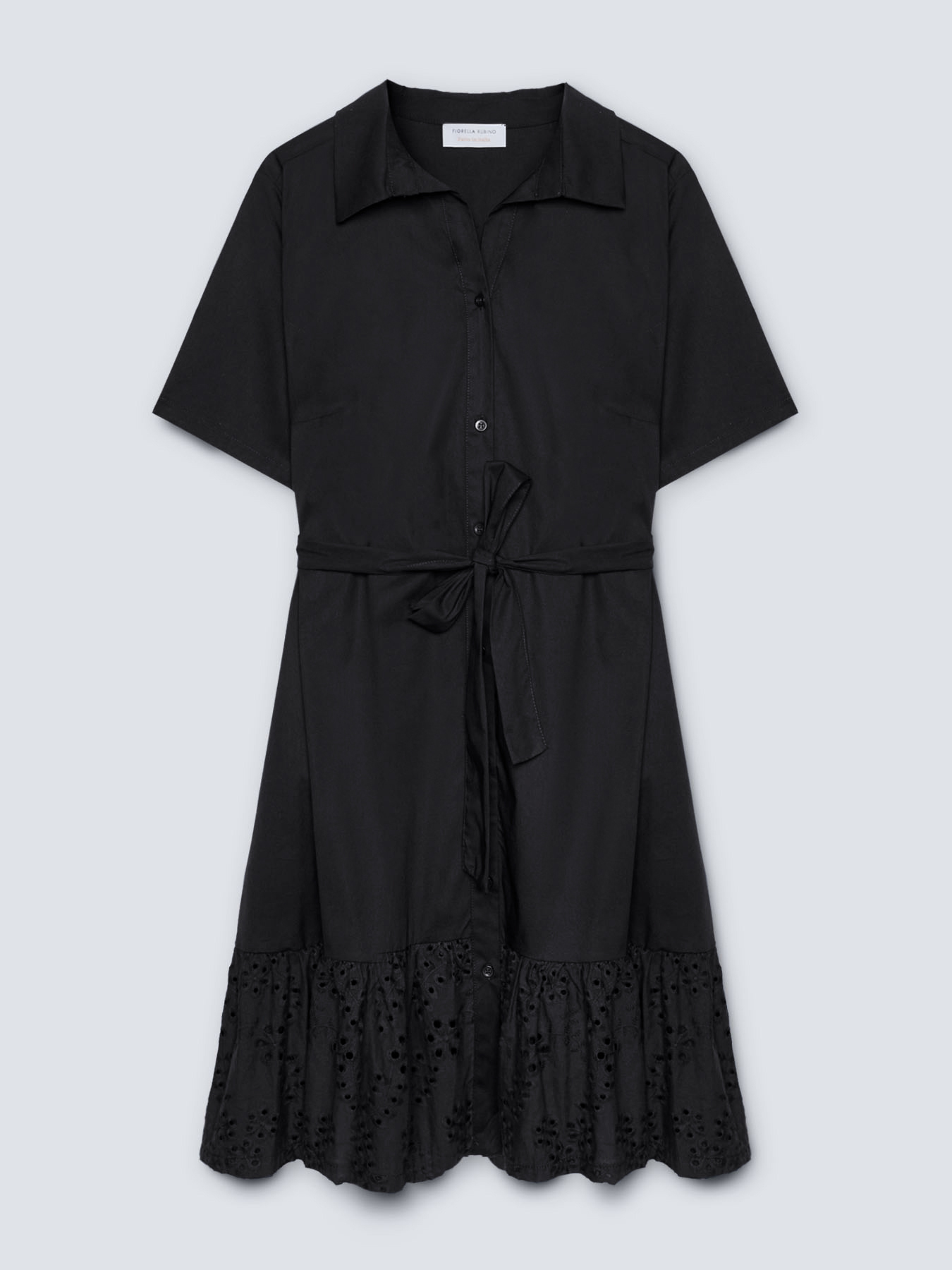 Vestito chemisier con balza in sangallo image number 4