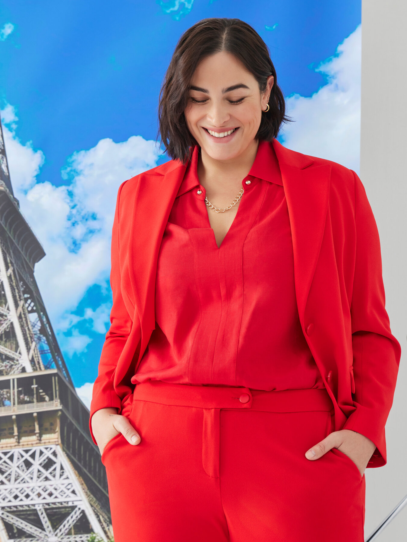 Cropped-Blazer aus Stretchgewebe image number 0