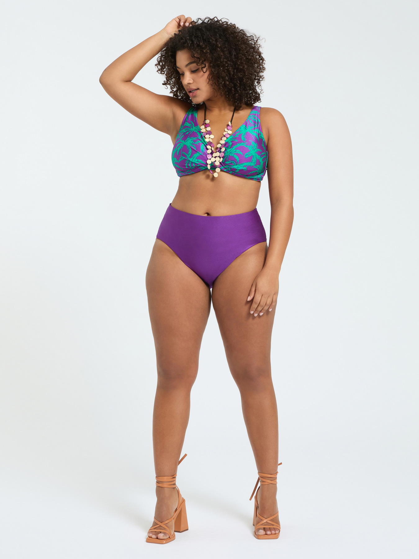 Bikini &agrave; imprim&eacute; tropical et bande &agrave; la taille image number 3