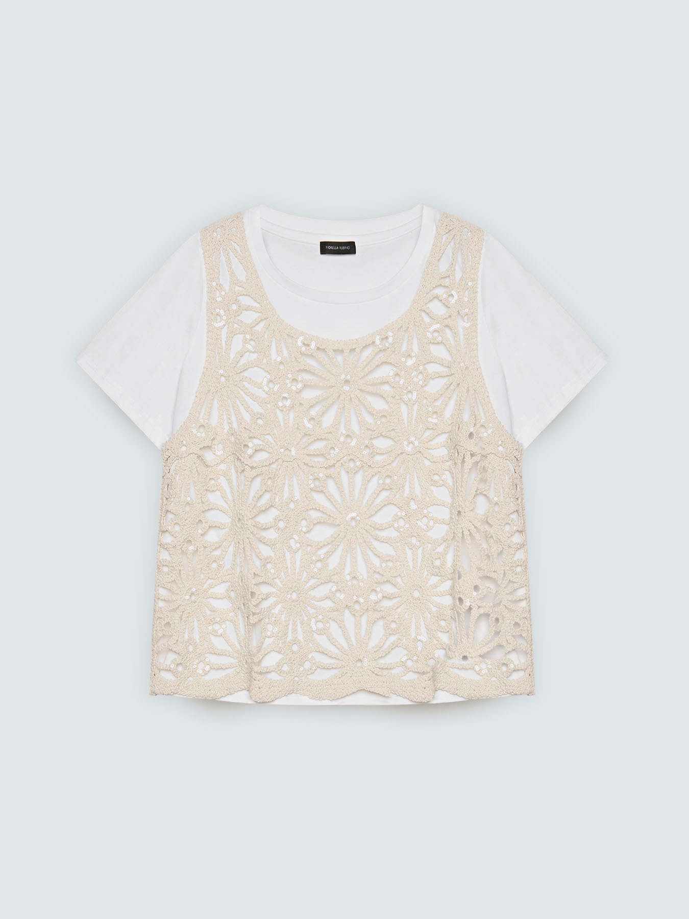 T-shirt con top crochet image number 4