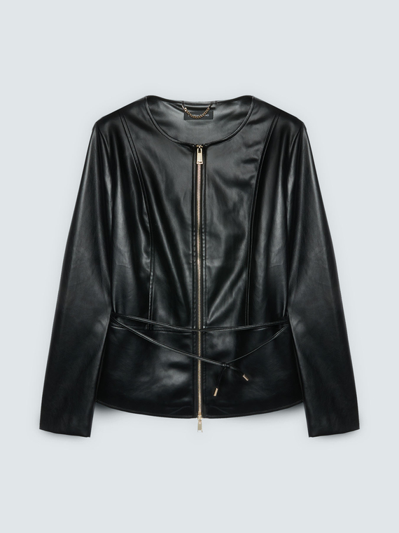 Biker jacket with belt