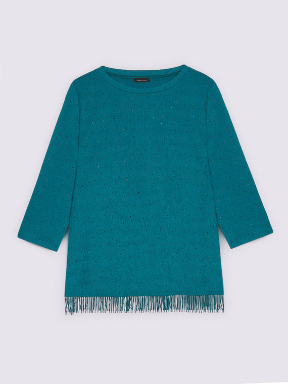 T-shirt in jersey con punti luce e frange - vista alternativa | Fiorella Rubino