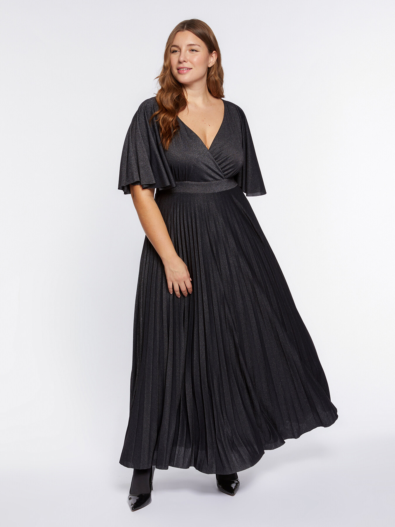 Langes Kleid im Lurex Pliss&eacute; -Trikot image number 2