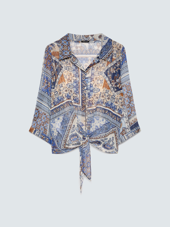 Bluse mit Foulard-Print aus Viskose-Musselin