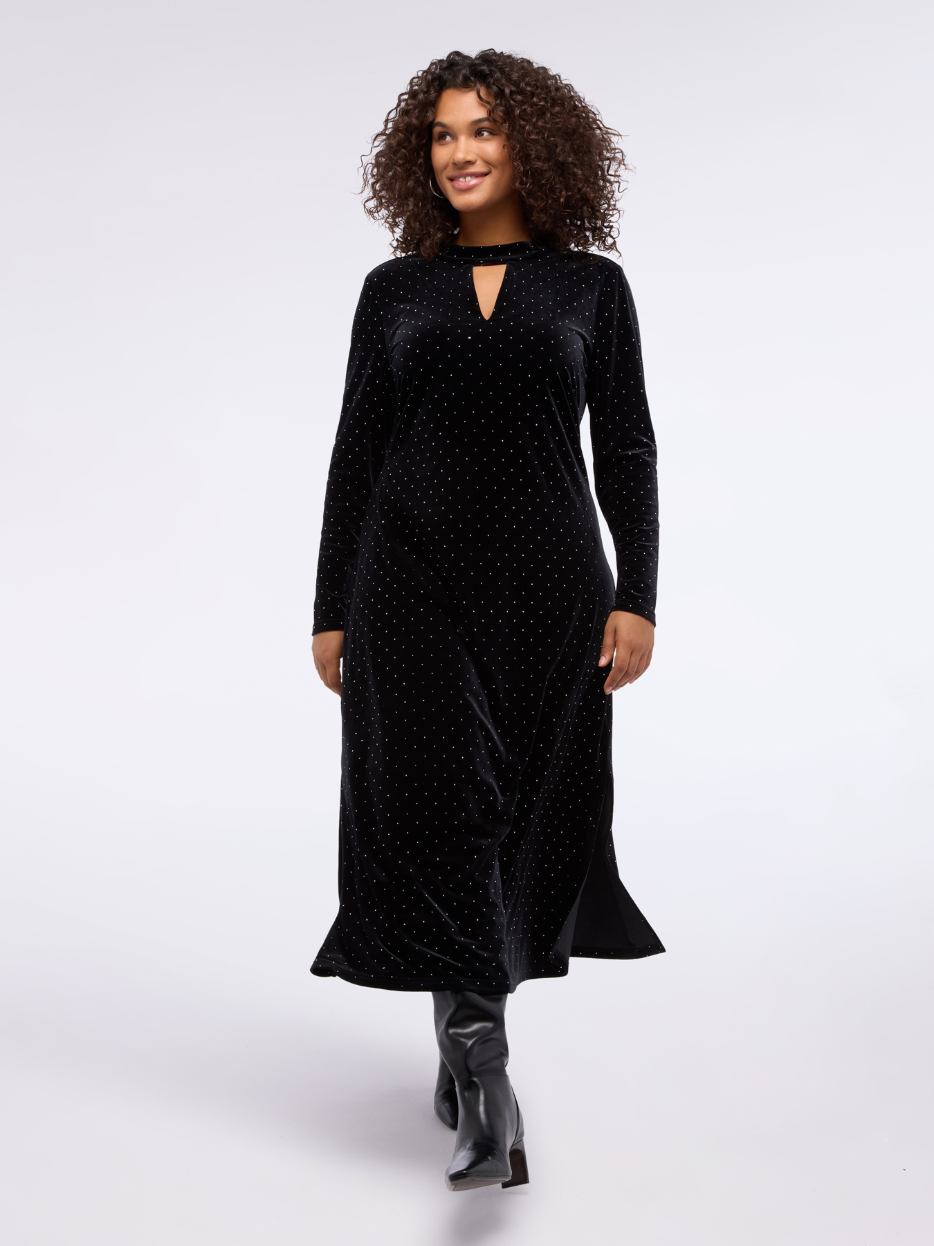 Vestito GLAM in velluto con punti luce image number 4