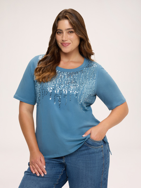 Cotton t-shirt with cascading sequins