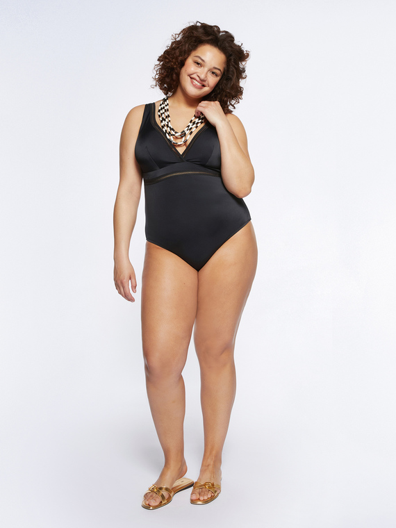 One-piece swimsuit with openwork detail