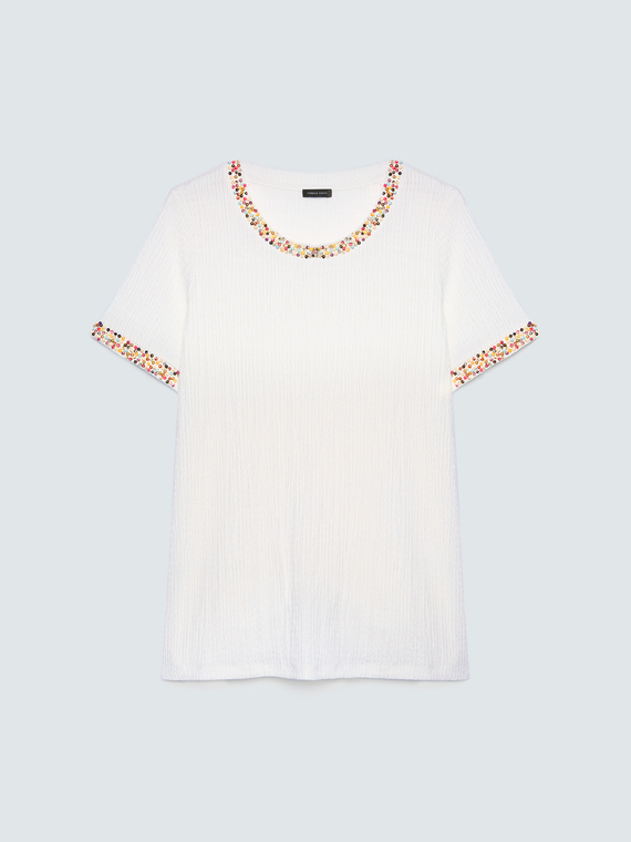 T-shirt in jersey con perline