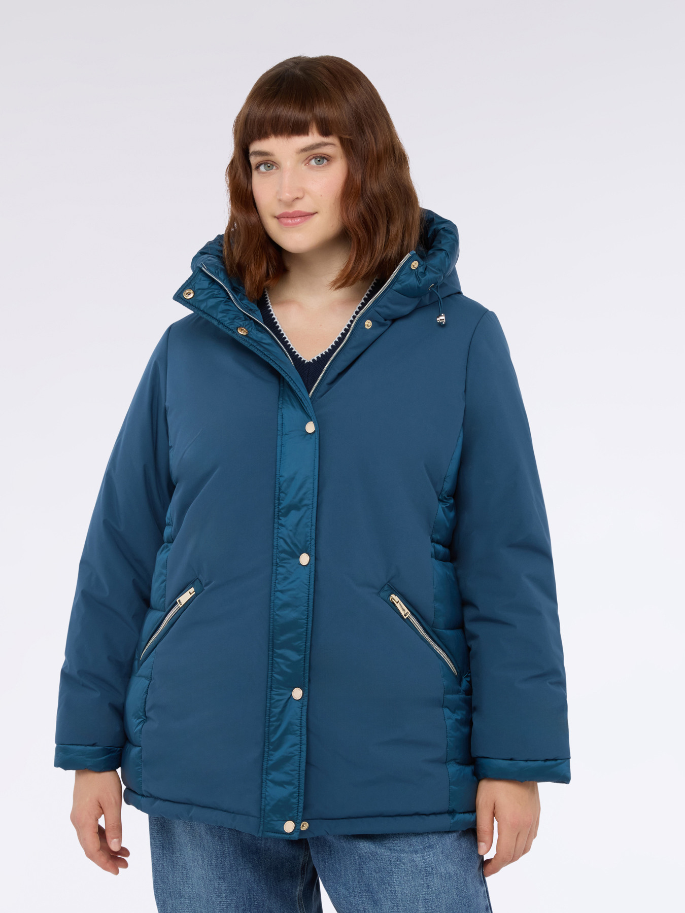 Hybrid hooded down jacket image number 2
