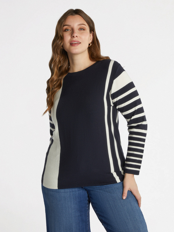 Fiorella Rubino - Maglia a righe con viscosa LENZING™ ECOVERO™ Donna, Blu Taglia: XS (44-46 IT)