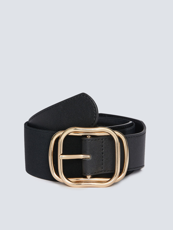 Elasticated belt with gold buckle