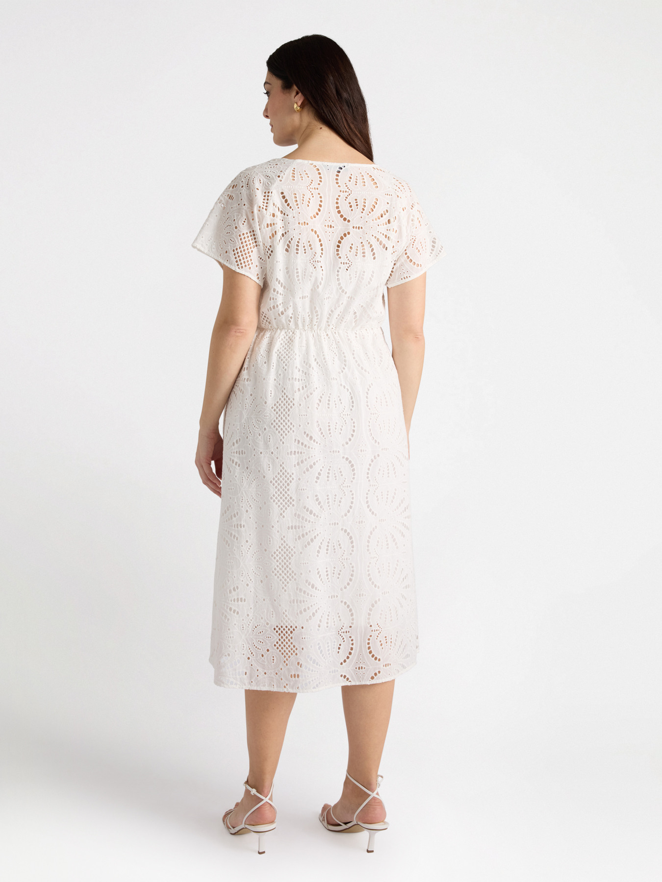 Long broderie anglaise cotton dress image number 1