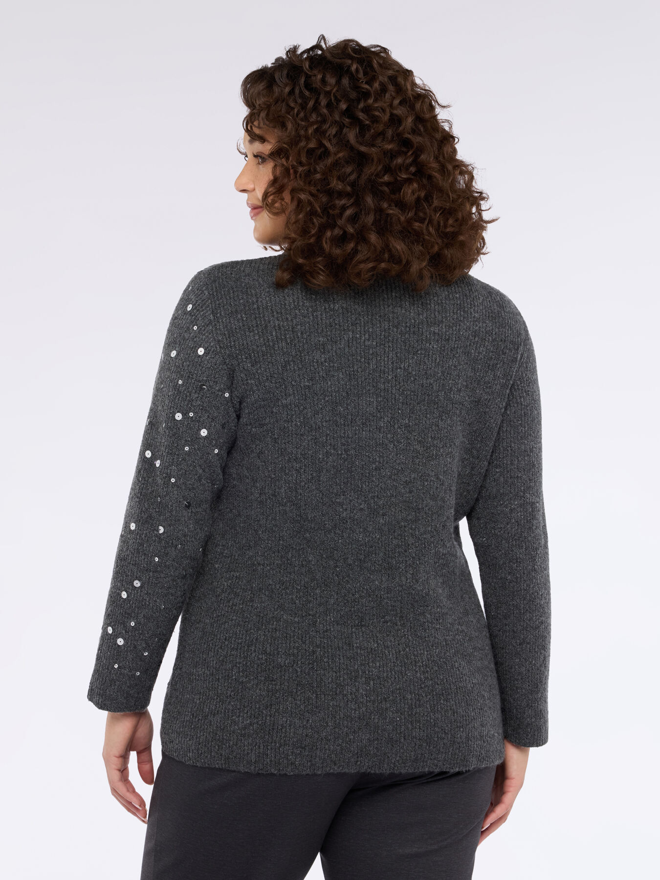 Crew neck sweater with all-over sequins image number 2