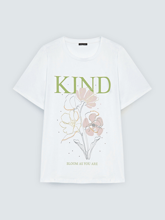 Camiseta de algod&oacute;n con estampado floral