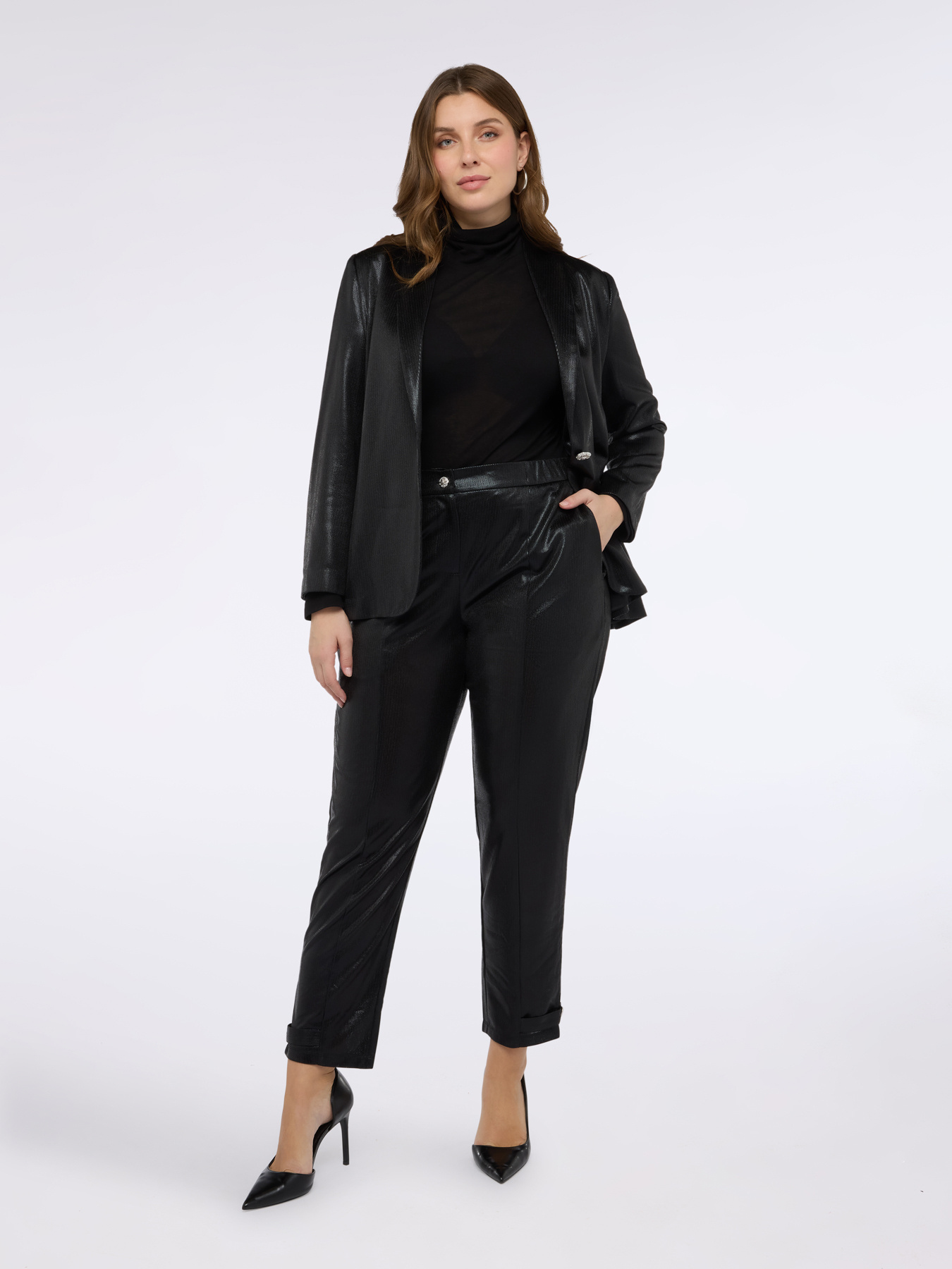 Carrot Fit lurex jersey trousers image number 0