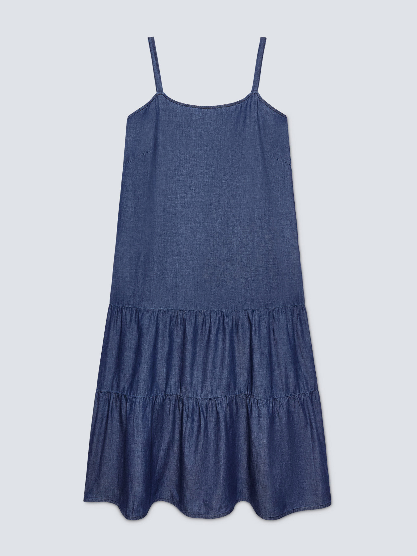 Vestito lungo a balze in denim leggero image number 4