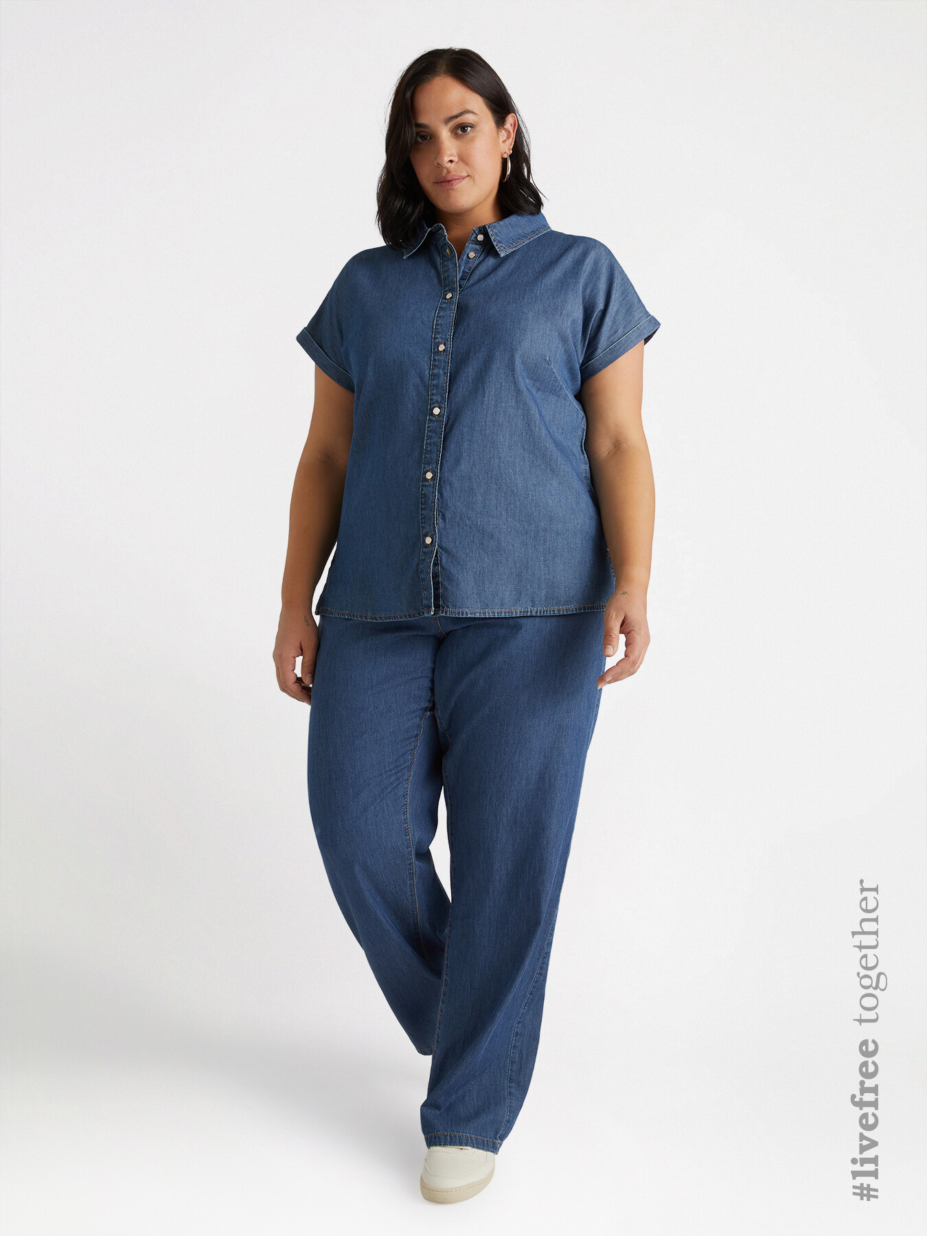 Boxy denim chambray shirt image number 0