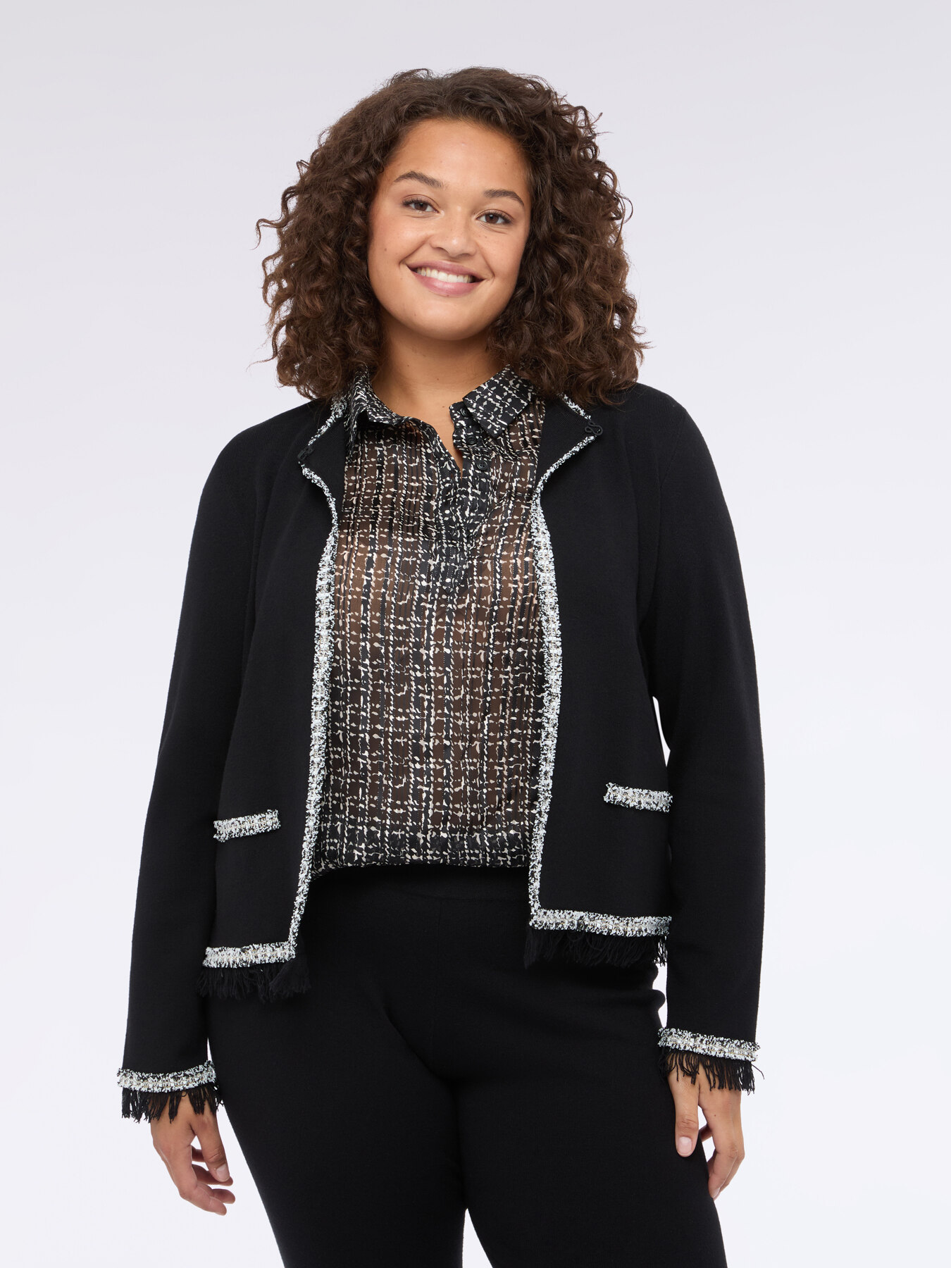 Cardigan con frange image number 0