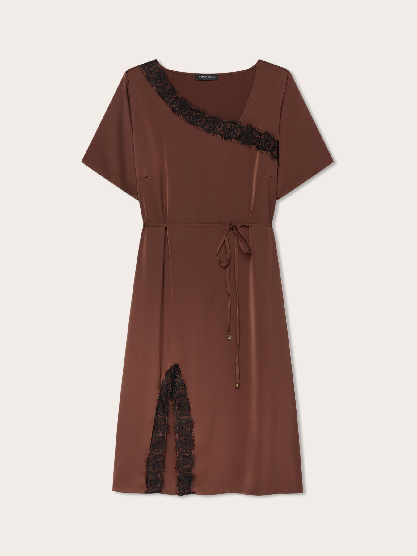 Kleid aus Satin mit Spitzendetail image number 4