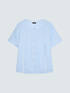 Round neck shirt in linen and viscose blend image number 4