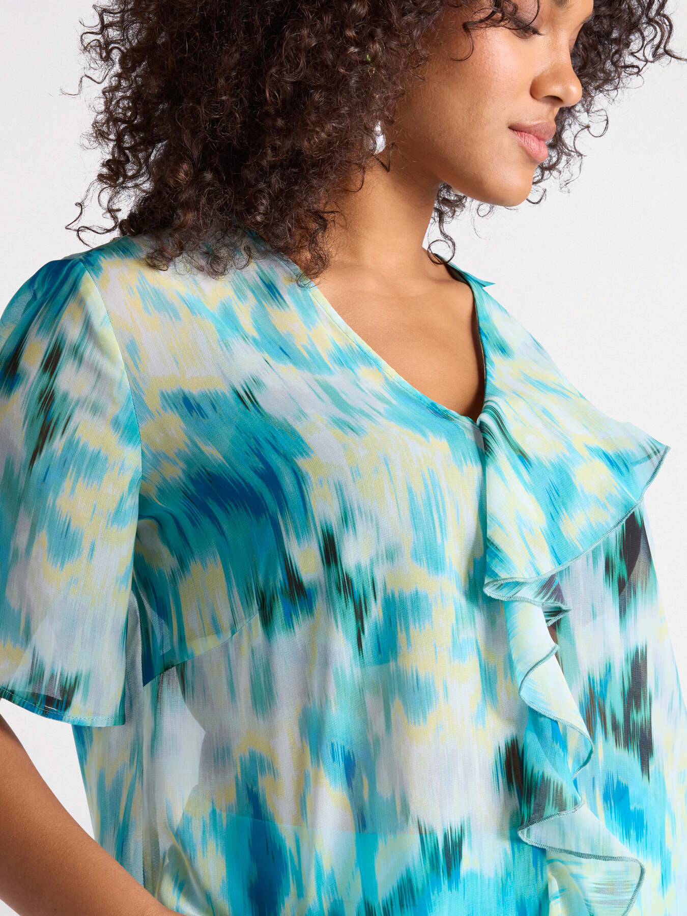 Blusa stampata con volant image number 3