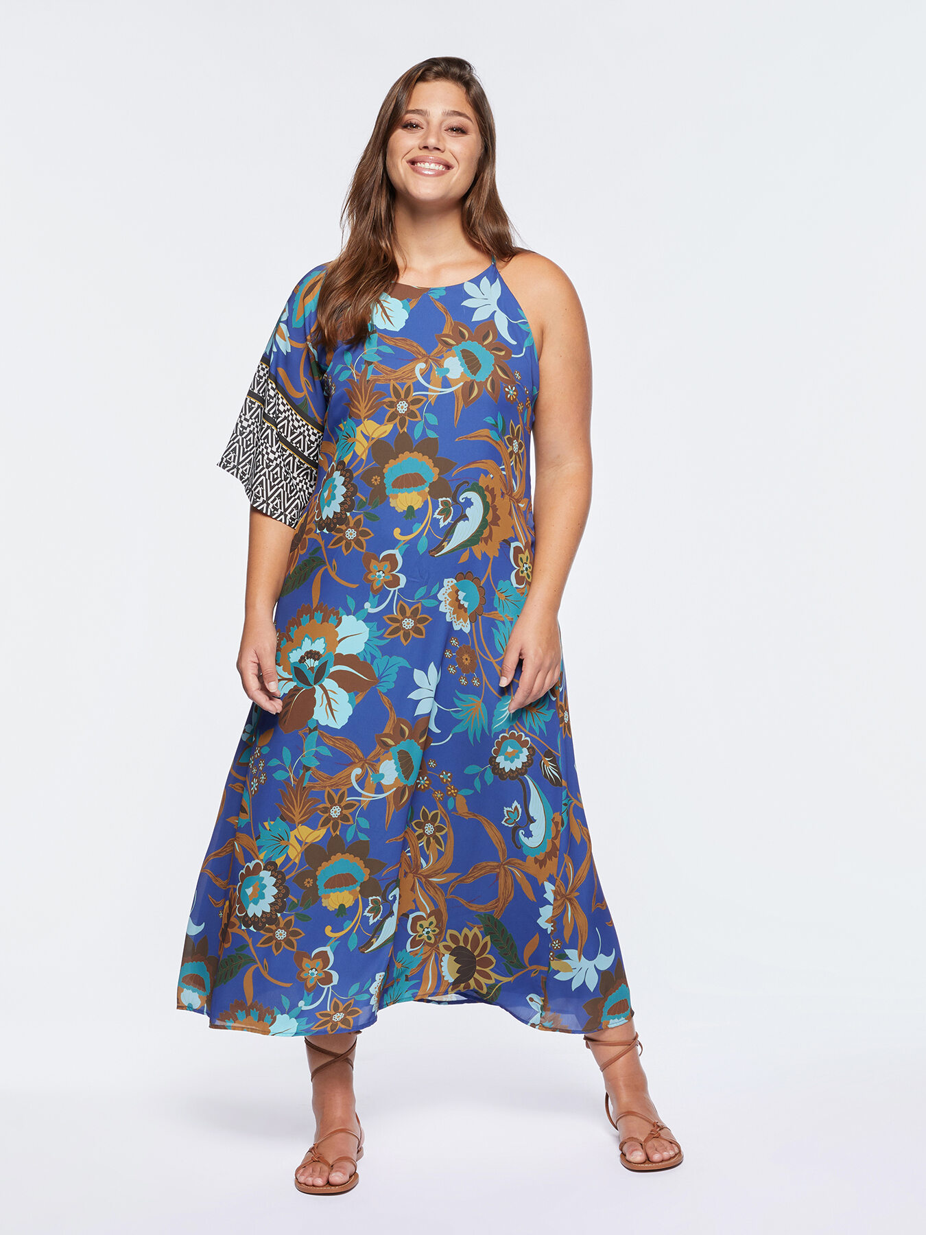 Vestito floreale monospalla image number 0