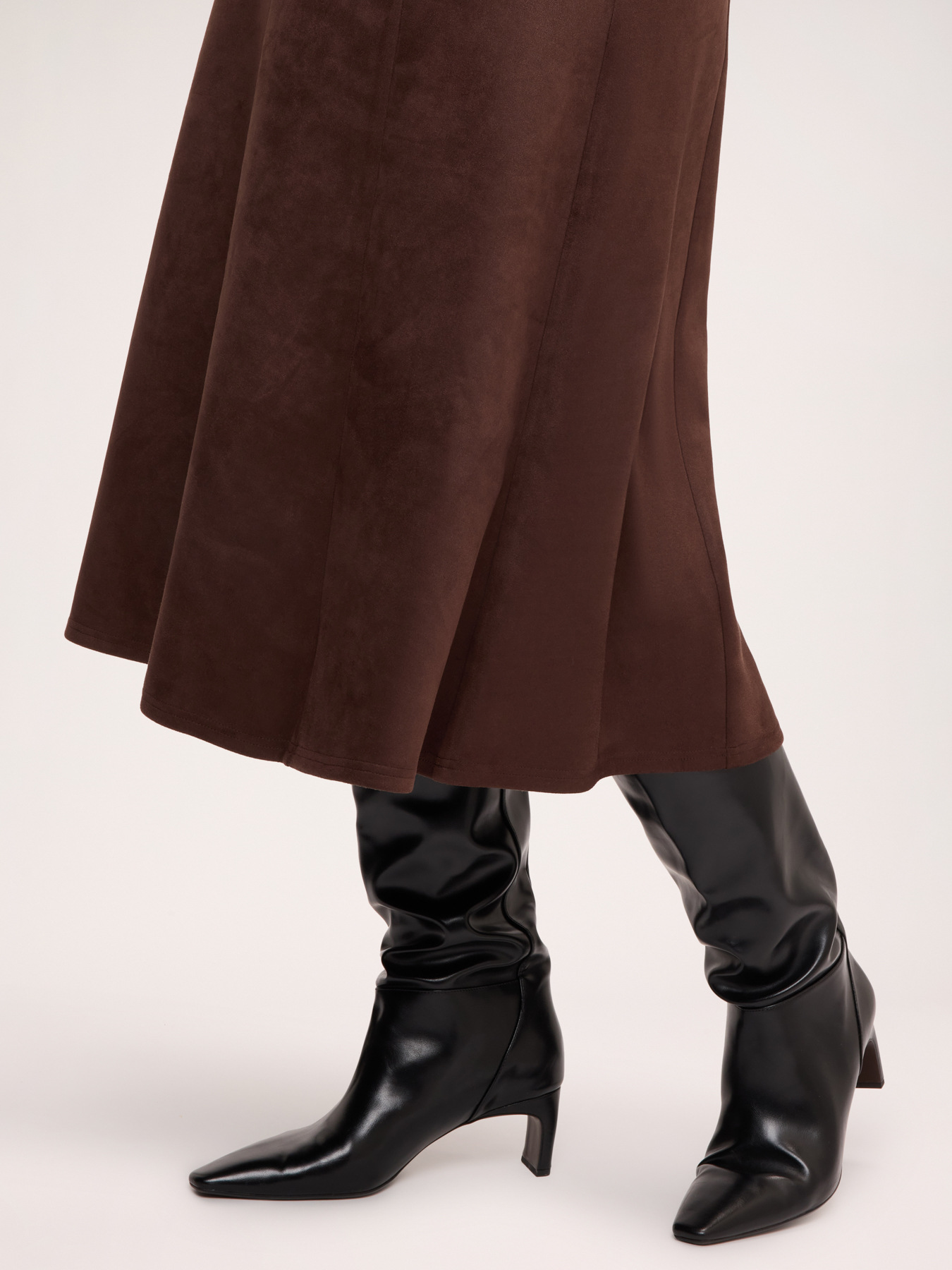 Flared long skirt with soft touch fabric image number 3