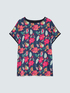 Two-tone knit top with floral print image number 4