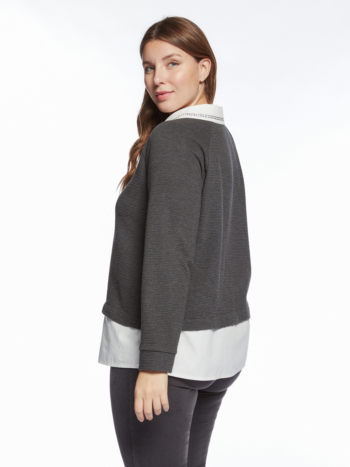 Sudadera con partes de tejido image number 1