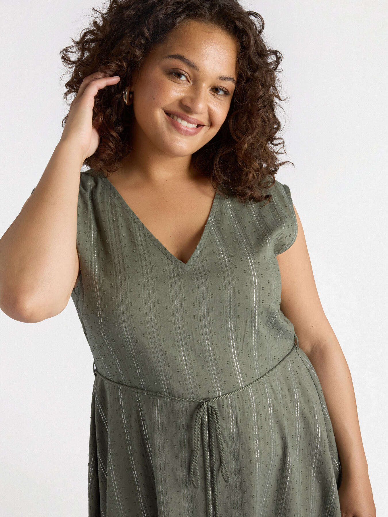 Striped lurex dress with strings image number 3