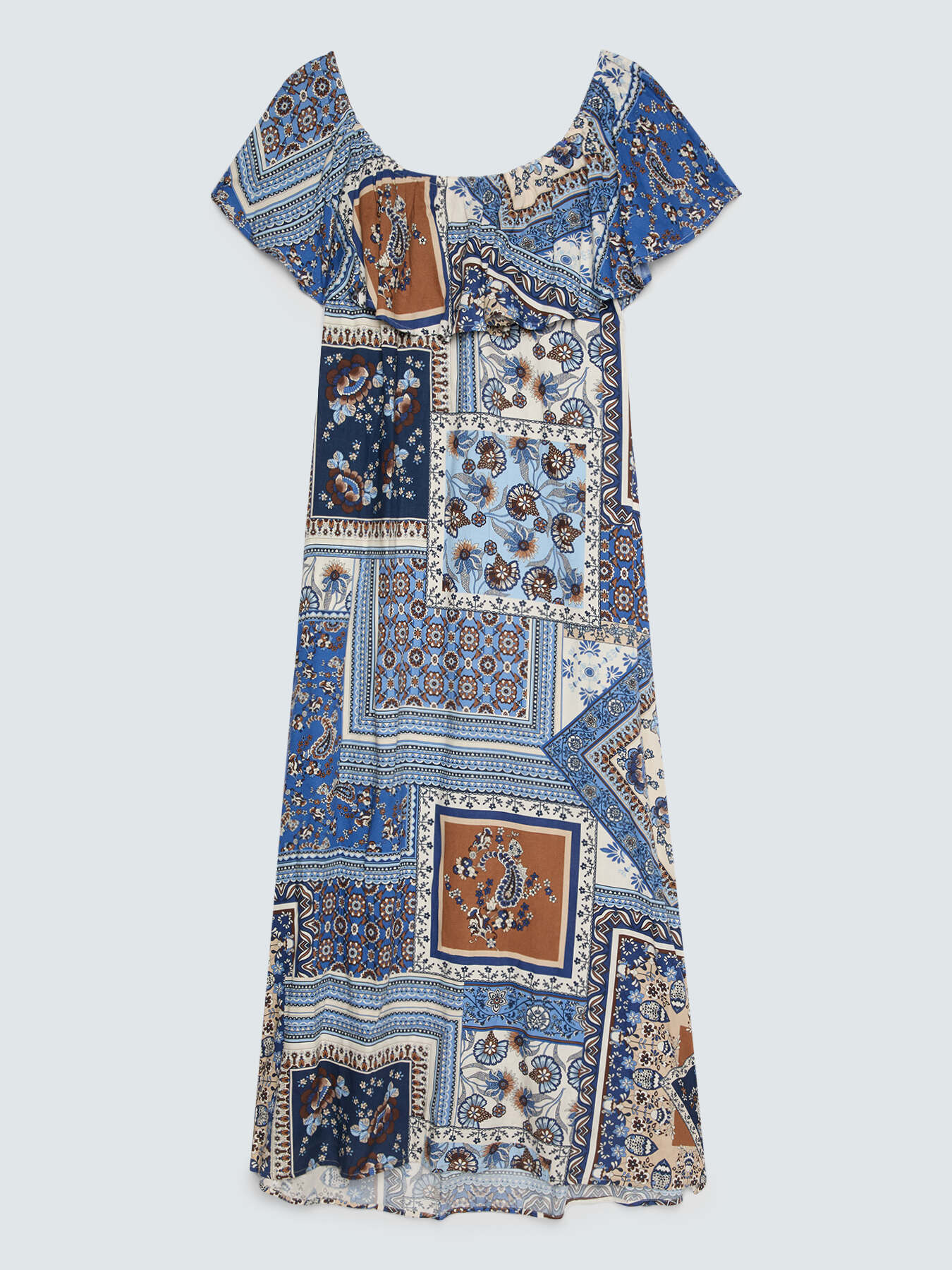 Robe longue &agrave; &eacute;paules d&eacute;nud&eacute;es avec imprim&eacute; image number 4