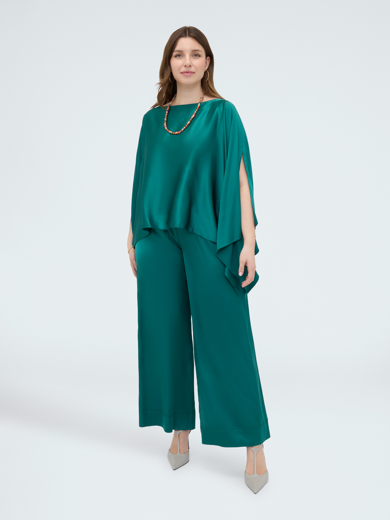 Wide-Leg-Hose aus Viskose-Satin image number 2
