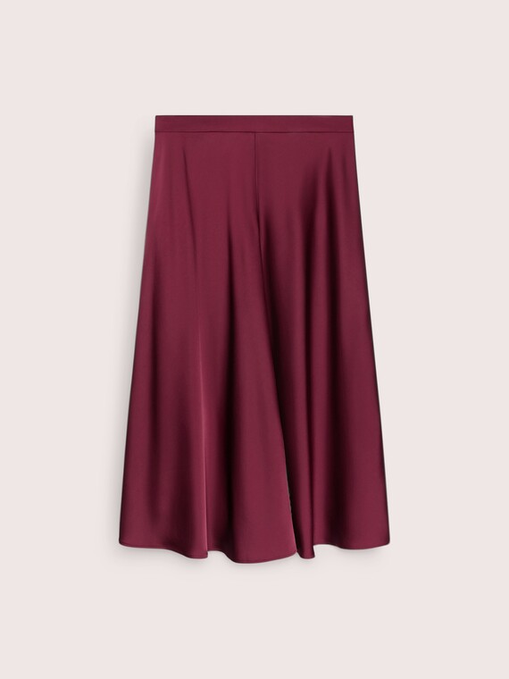 Stretch satin A-line skirt