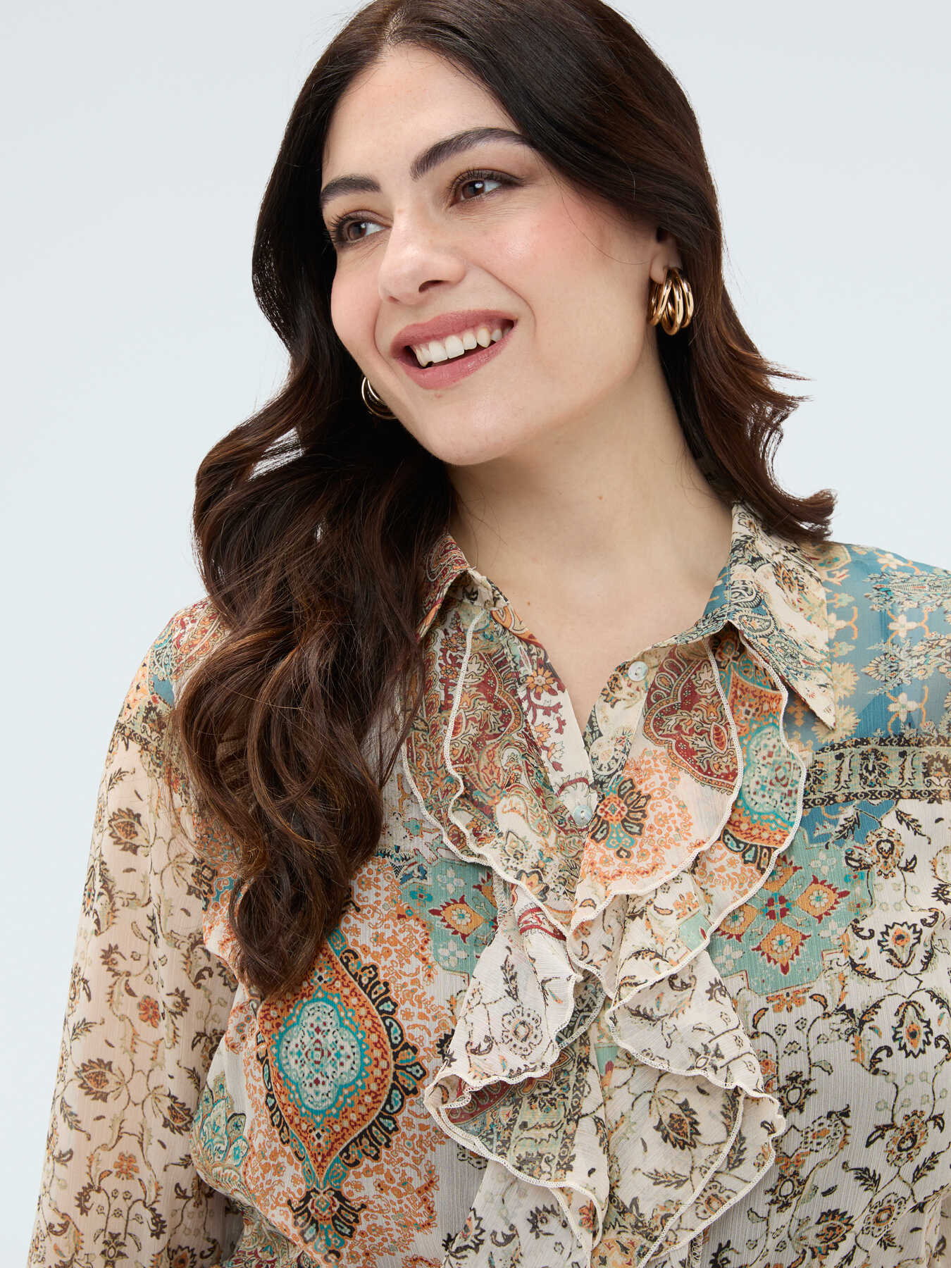 Paisley print georgette shirt image number 0