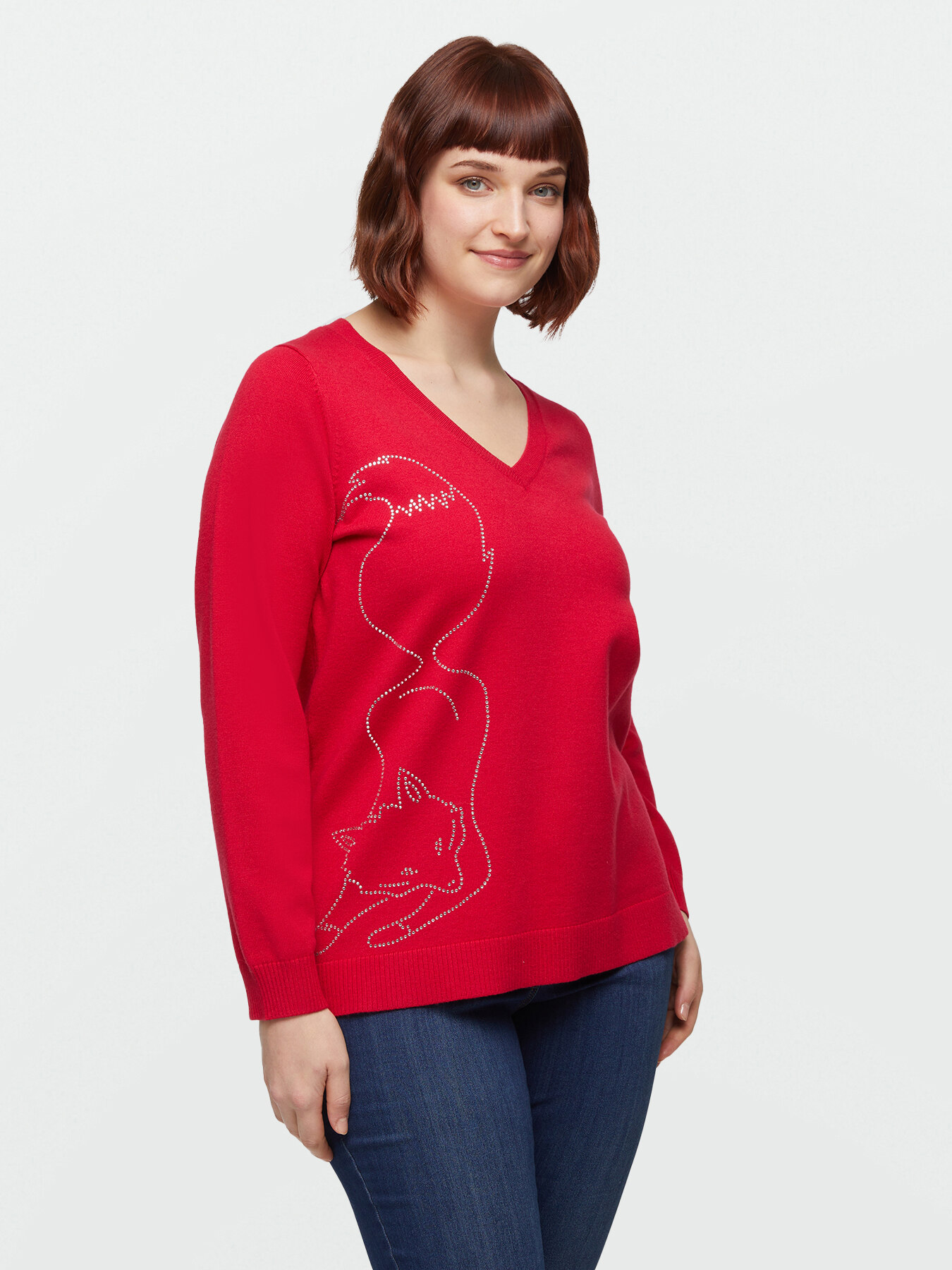 Maglia con disegno volpe in strass in viscosa LENZING&trade; ECOVERO&trade; image number 0