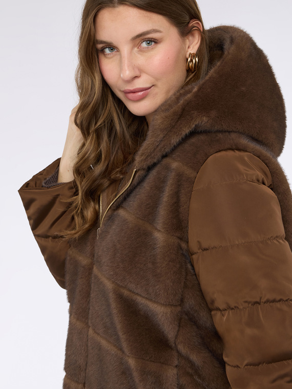 Bi-material jacket with hood