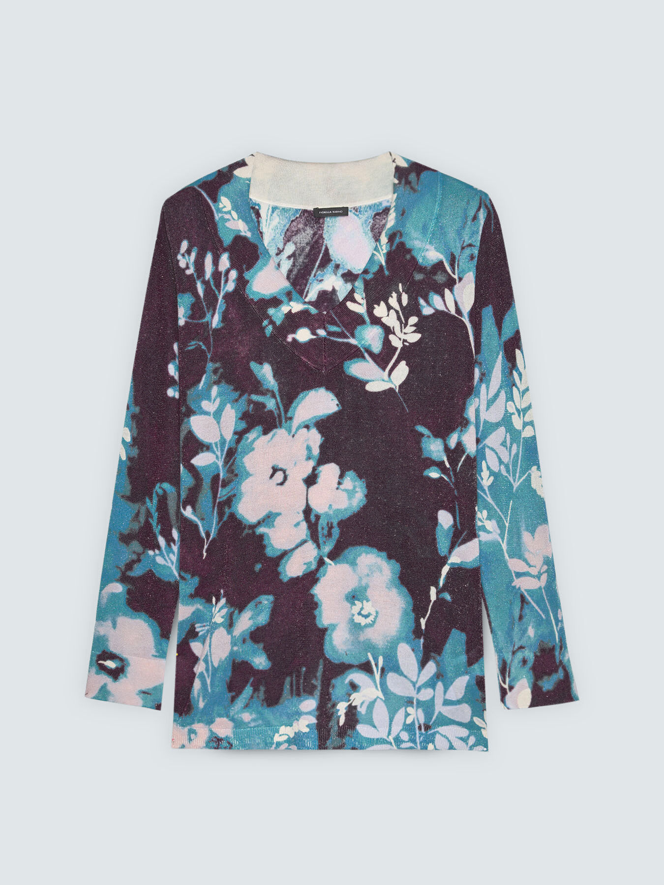Viscose blend sweater with floral print image number 4