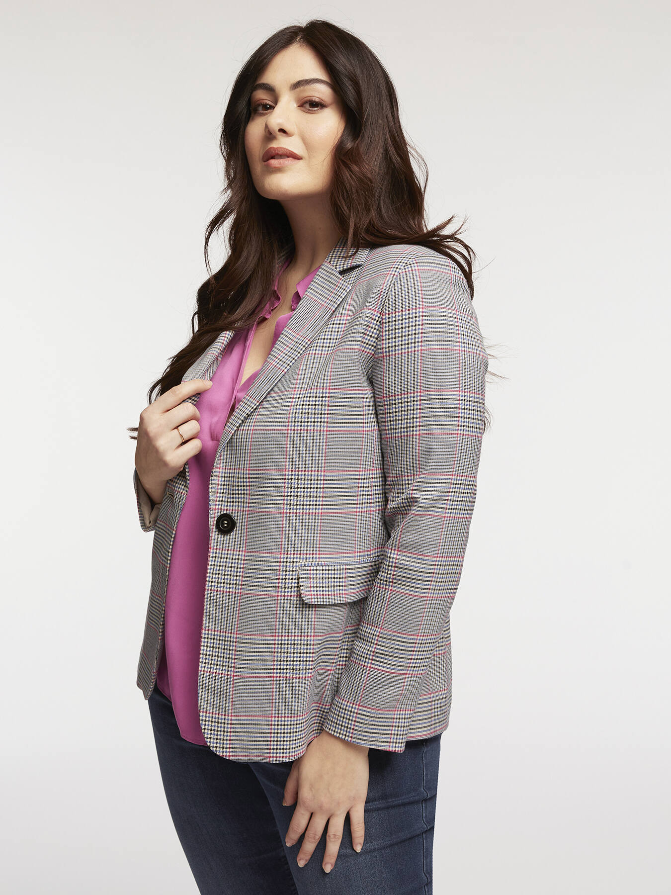 Glen plaid pattern jacket image number 2