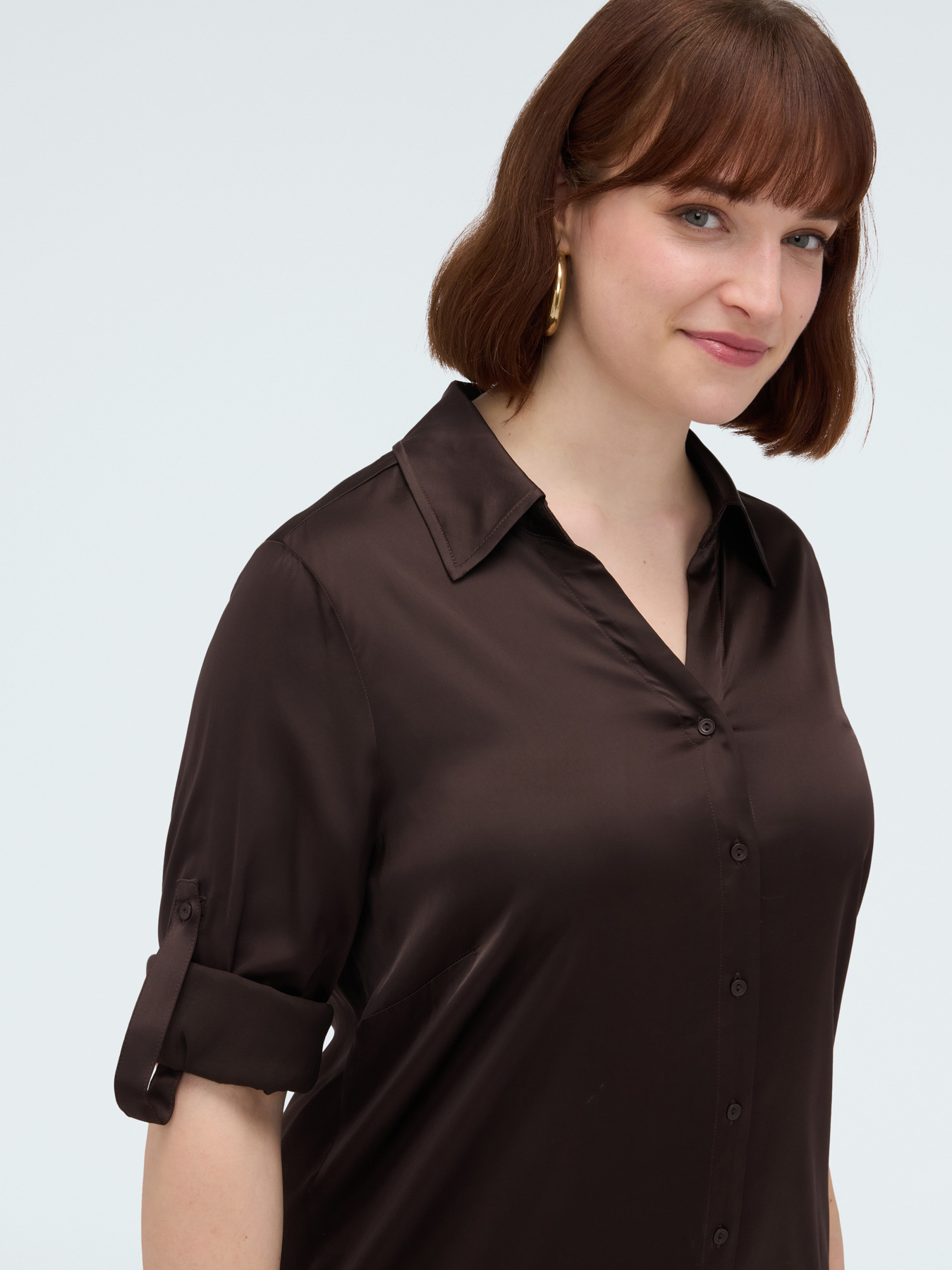 Power shirtdress in viscose satin image number 3