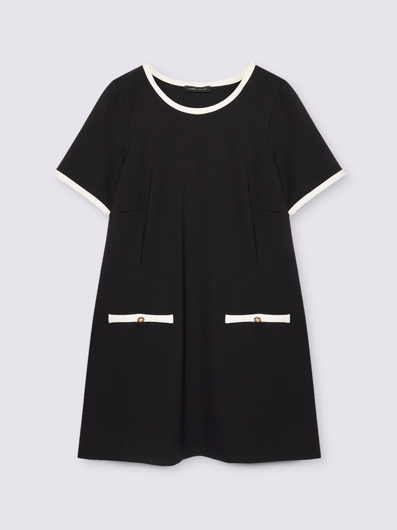 Kleid mit Kontrastbes&auml;tzen und Taschen