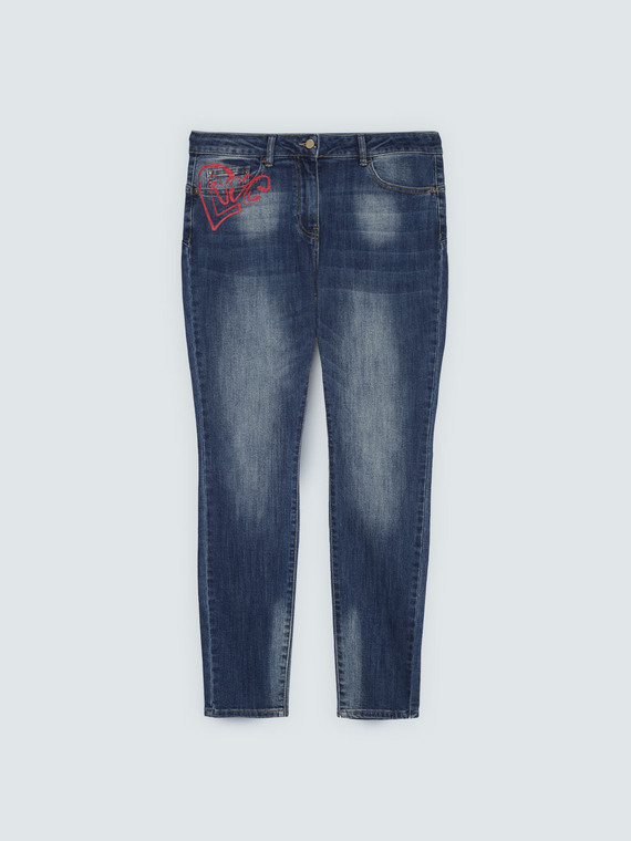 Skinny Jeans with heart and amour writing