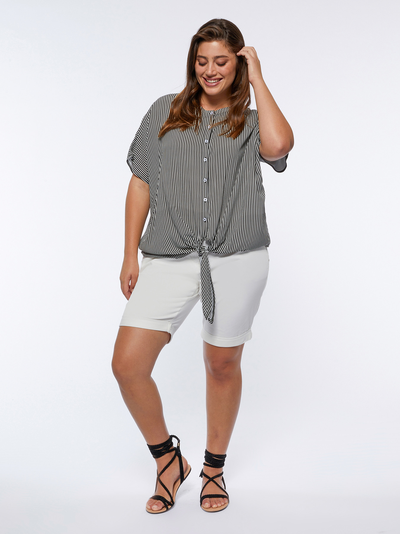 Camicia rigata con nodo al fondo image number 4