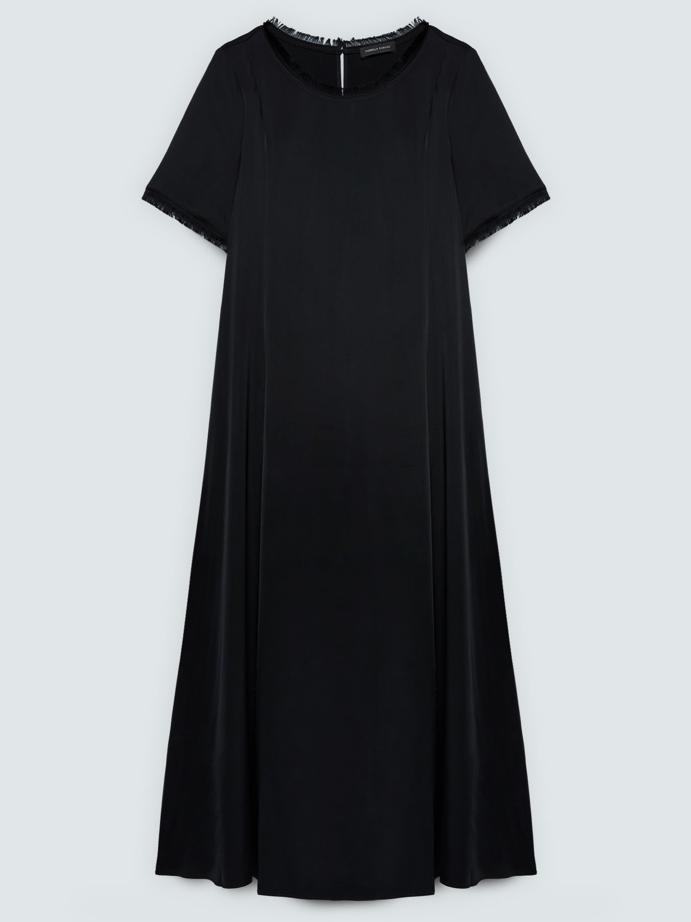 A-line satin dress with fringed details image number 4