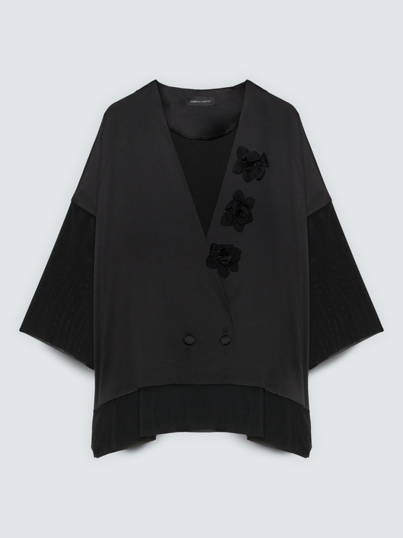 Double-breasted satin jacket