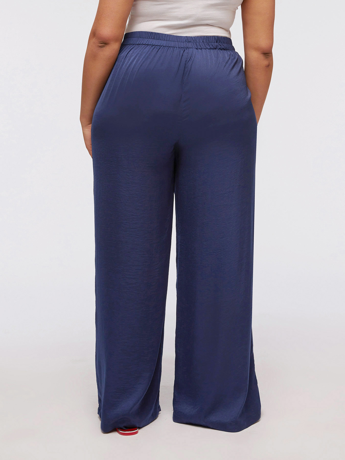 Pantaloni gamba larga in satin debacato image number 1