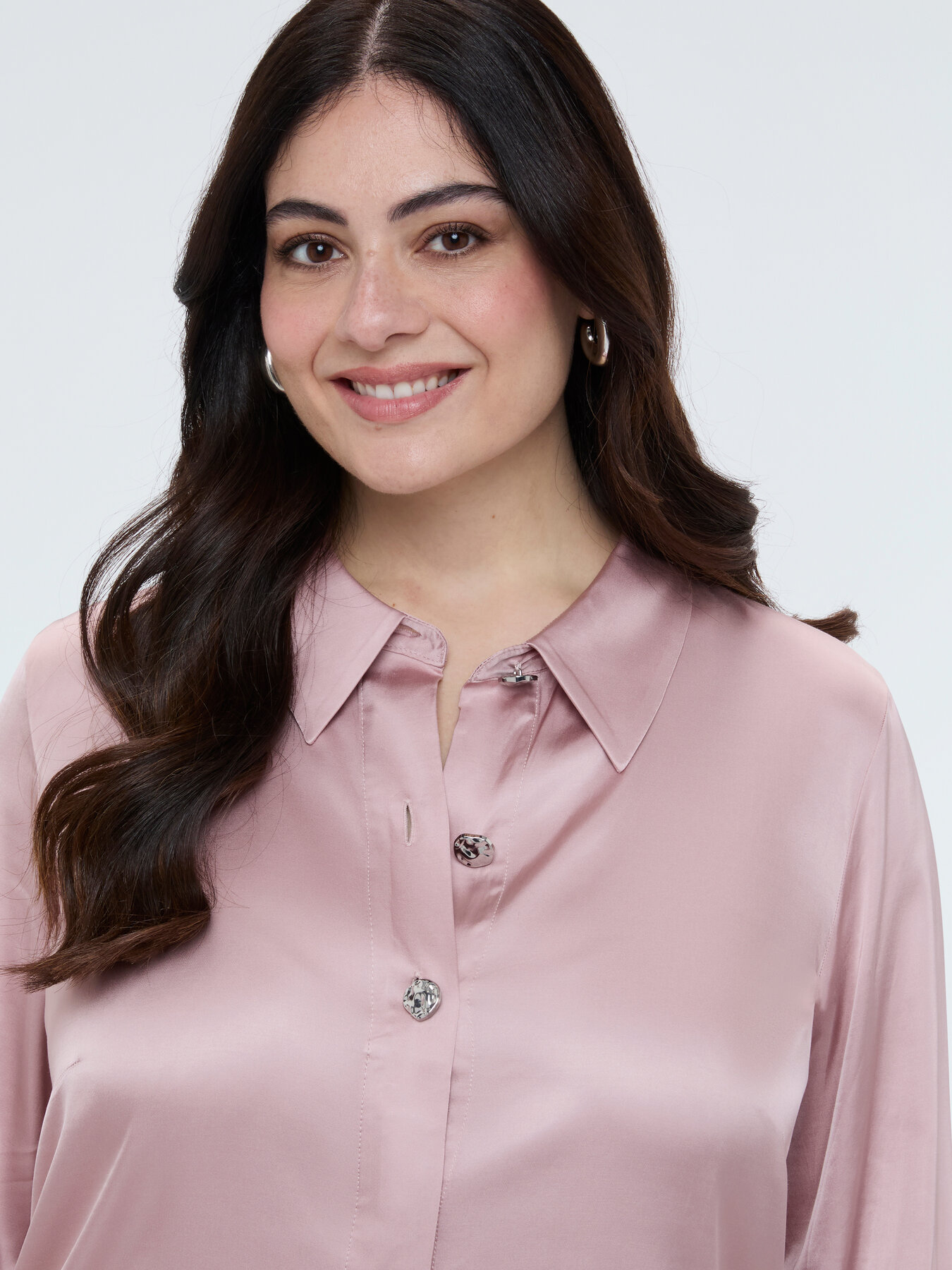 Satin shirt with jewel buttons image number 2