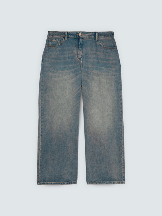 Cropped Jeans mit Washed-Waschung